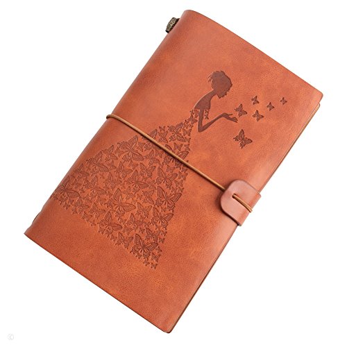 Leather Journal Refillable Travelers Notebook with 18 Card Slots and 1 PVC Zipper Pocket Perfect for Writing Gifts Fountain Pen Users Travelers Professional Diary (brown)