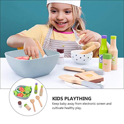 NUOBESTY Conjunto de Brinquedos de Fingir de Cozinha de Madeira Corte de Comida Jogo de Brinquedos C