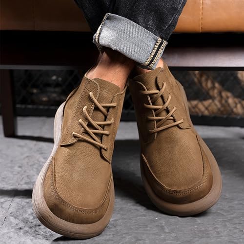 Image of Men's Business Casual Ankle Boots, Stylish Lace-Up Leather Dress Boots for Office and Daily Commute