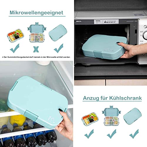 AEIWUMOK Lunch Box Kids with Compartments,Bento lunch Box for Kids,Lunchbox with Compartments for Children Adult Work School, Suitable For Microwave (Blue) - Image 4