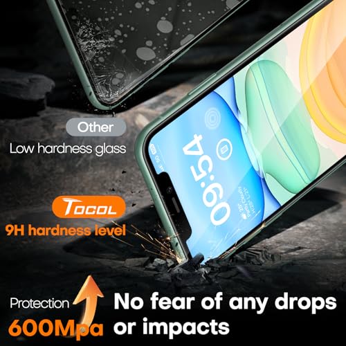 Image of TOCOL for iPhone 11 / iPhone XR Screen Protector 9H Hardness Military Grade Shatterproof HD Tempered Glass Full Coverage Easy Installation Case Friendly 2 Pack | HD, Tempered Glass, Full Coverage, Anti-Fingerprint, Easy Installation