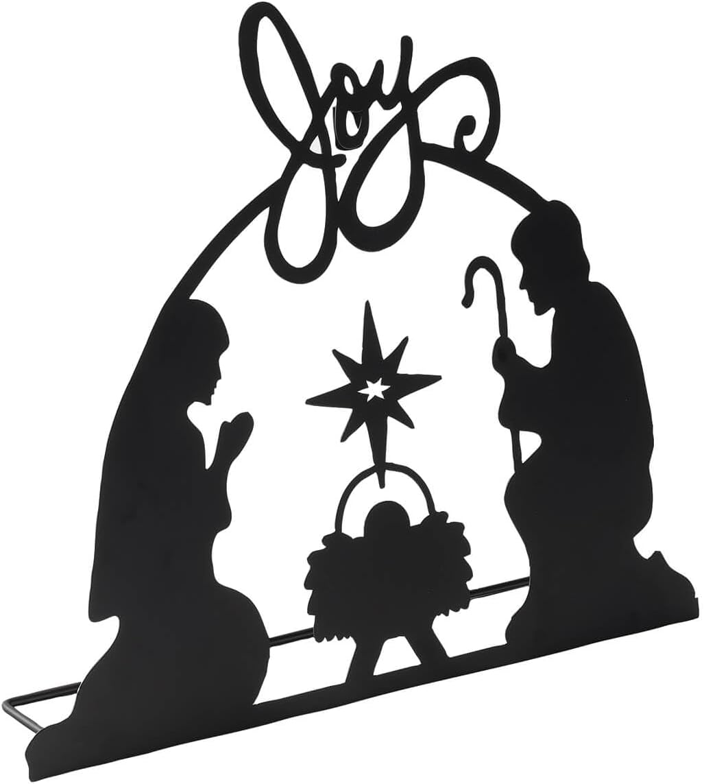 Metal Nativity Scene Picture Christmas Decor 'Joy