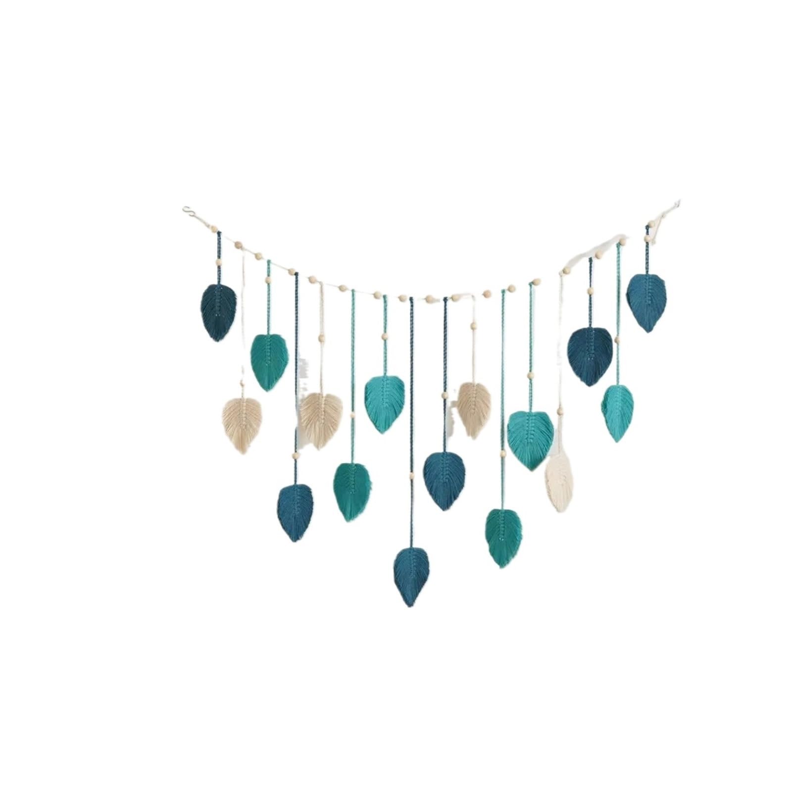 FGUJSUR Tapestry Wall Hanging Handmade Woven Leaf Macrame Hanging Ornament Boho Cotton Rope Walls Decoration For Bedroom Living Room Wall(Blue 75x120cm)