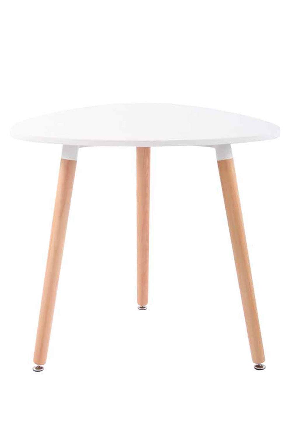 CLP Tavolo Cucina Scandinavo Abenra In MDF E Legno Di Faggio I Tavolino Bar Triangolare Moderno Con Piedini Regolabili Alt 75CM, Colore:bianco, Dimensione:80 cm