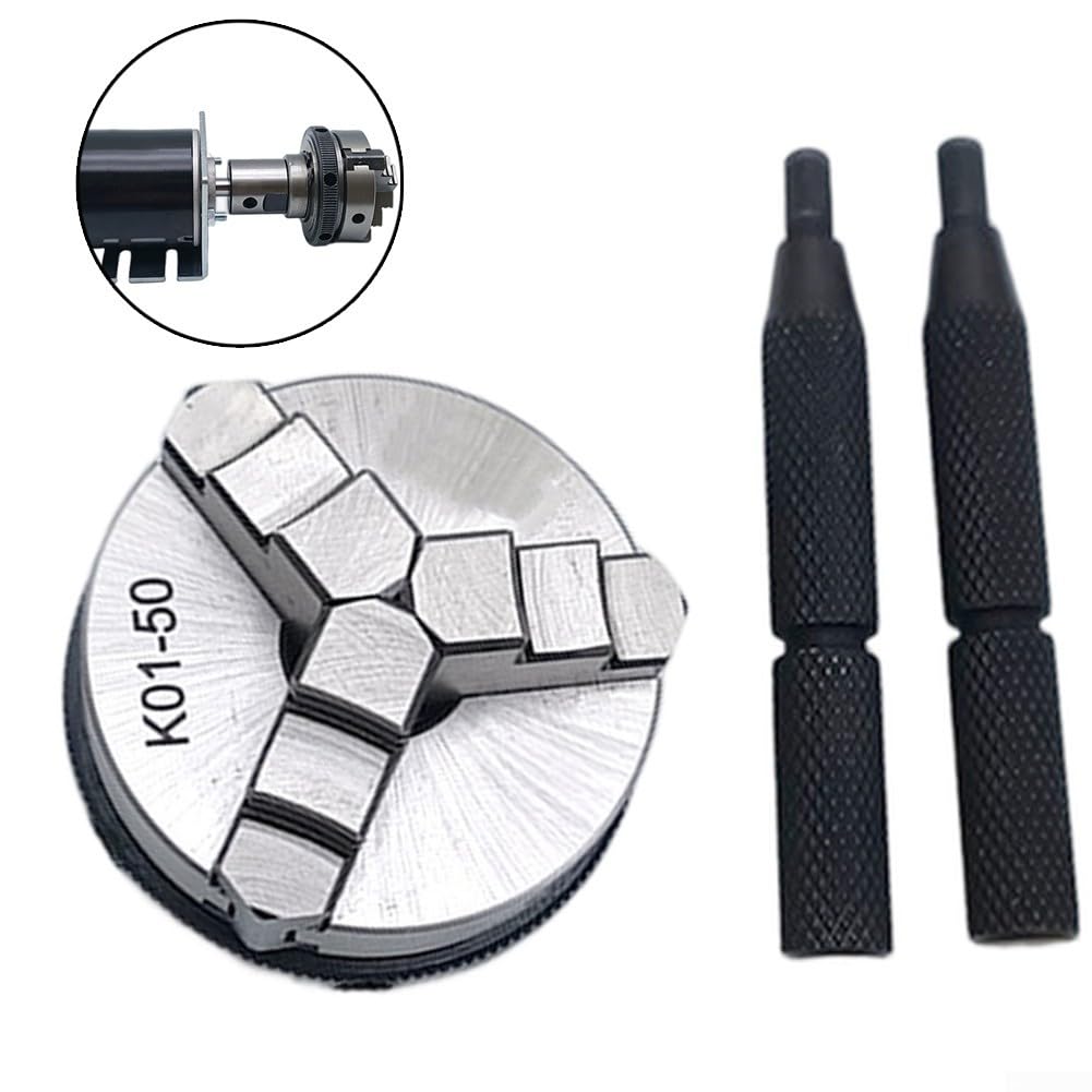 Portabrocas manual para M14 Tres mandíbulas 1-33mm Acero de alta dureza para máquina de carpintería K01-50 con soportes cilíndricos cortos y roscados Plata Negro