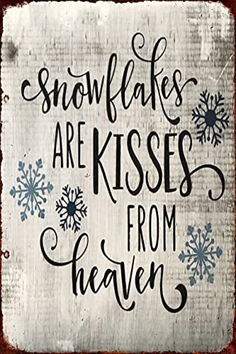 Paximiga Snowflakes are Kisses from Heaven 8X12 Inch Vintage Look Iron Decoration Painting Sign for Home Kitchen Bathroom Farm Garden Garage Inspirational Quotes Wall Decor