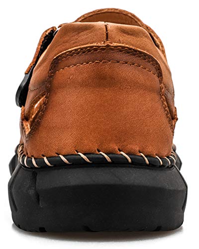 Honeystore Men's Closed-toe Hollow Sandals Plus Size Leather Shoes Casual3