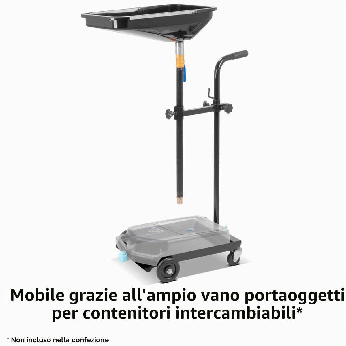 Separatore d'olio STAHLWERK OD-110 ST, contenitore per la raccolta dell'olio/coppa dell'olio con imbuto regolabile in altezza per la raccolta dell'olio usato durante il cambio dell'olio del veicolo