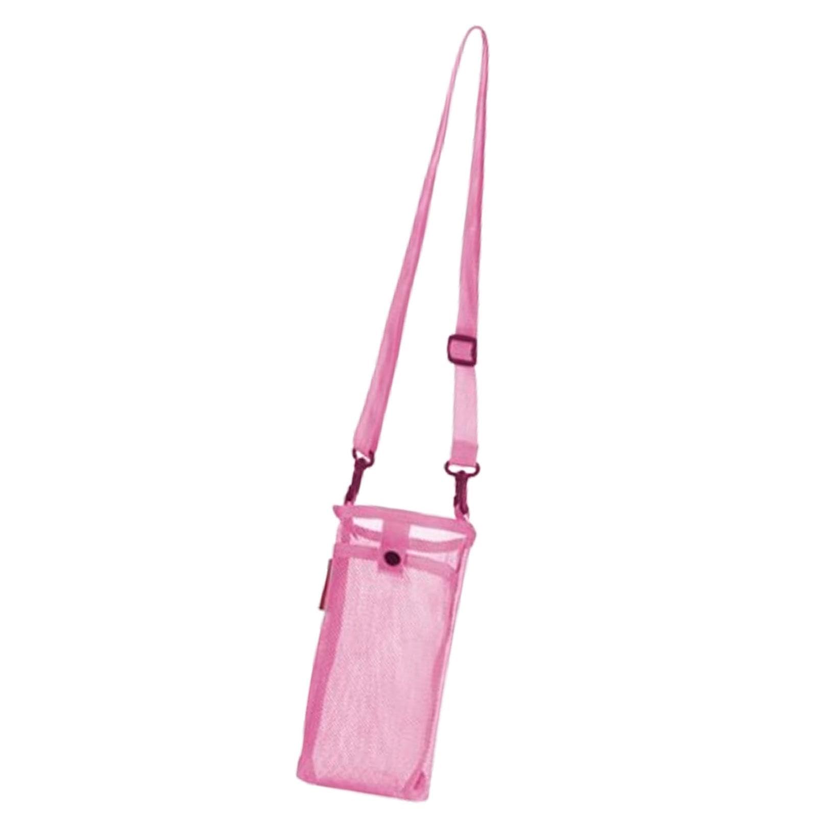 3xWater Bottle Carrier Nylon Mesh Water Bottle Holder for School Sports Travel Pink-image-47