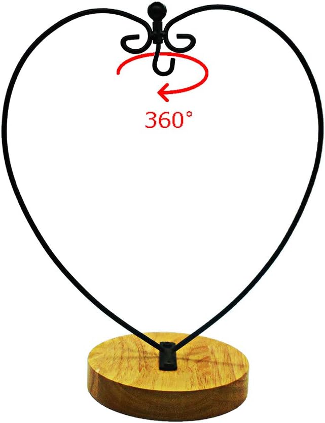 YY YEARCHY Ornament Stand Display Metal Stand Air Plant Stand Flower Pot Holder Iron Pothook Stand for Hanging Glass Globe Ball (Heart round wood 2Pcs)