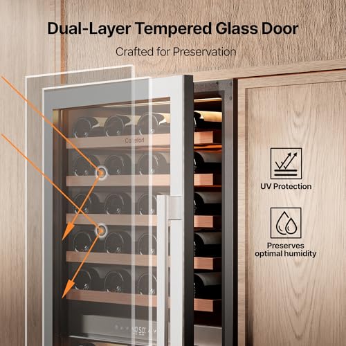 Image of Ca'Lefort 24 Inch Wine Fridge - 90 Bottle Wine Cooler Refrigerator | 55-Inch Tall Wine Cellar, Quiet Inverter Compressor, Precise 40-65F Temperature Control, Glide-Out Shelves & Storage Drawer