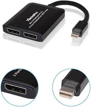 USB Mini DisplayPort to 2 DisplayPort MST Hub, DP 1.2 to 2 Splitter, Dual Monitor Splitter, Support 4K, 1080p, HDCP, for Windows OS - Black (61070)