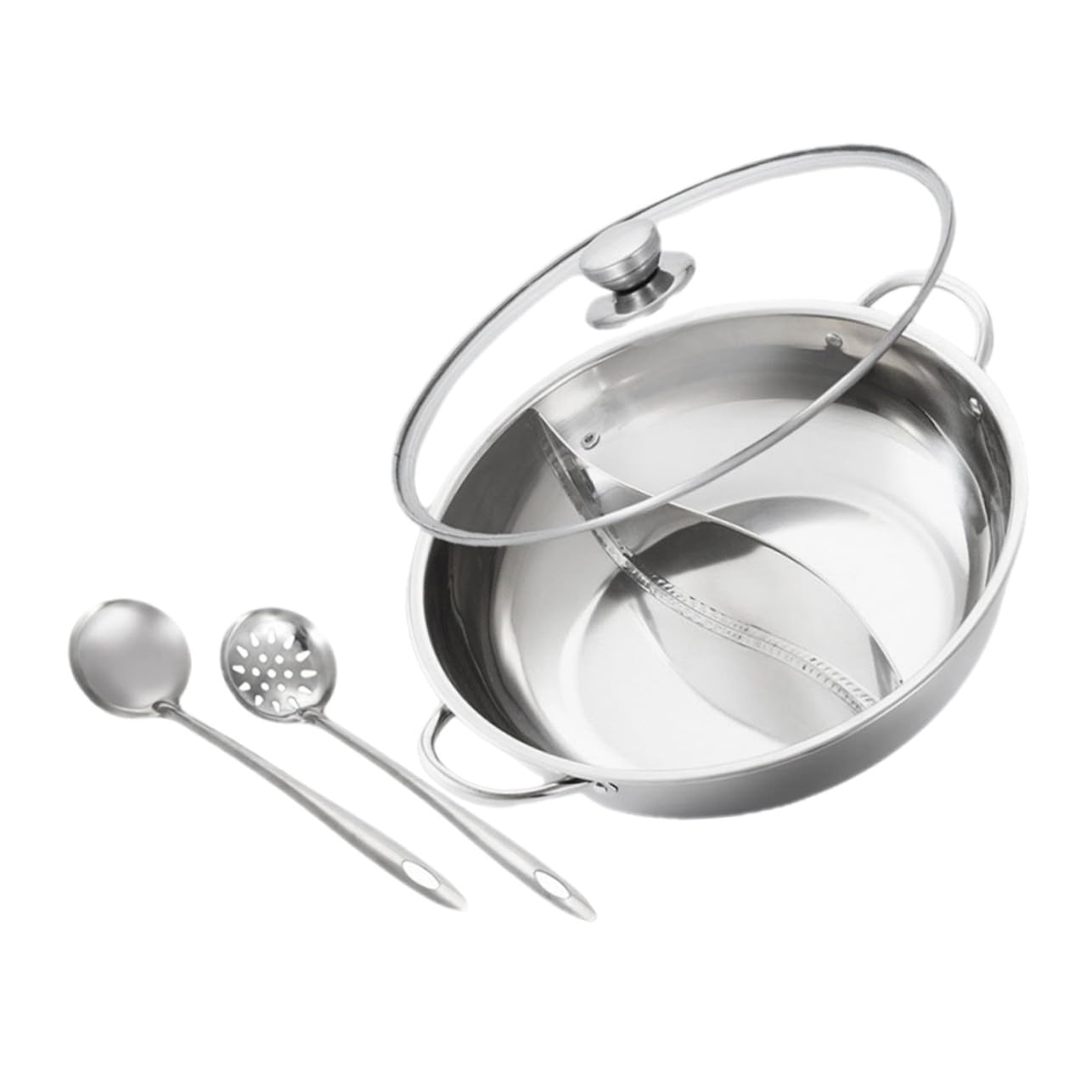 Edelstahl Heißtopf mit Trennwand, 1 Satz, Silber, 304