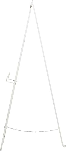 Miniatura 9 de Deco 79 Caballete de metal grande ajustable para exhibición de piso, 3 niveles con soporte de cadena, 20 x 27 x 61 pulgadas, color blanco