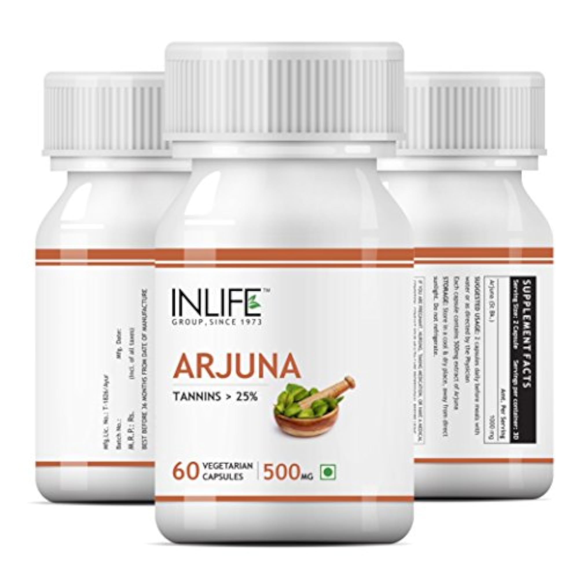 INLIFE Arjuna Herbal Capsules, 500mg, 2-Pack