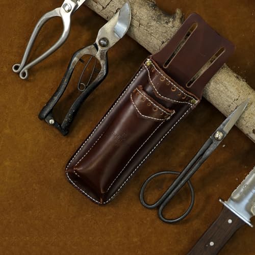 Tourbn TOURBON Echtes Leder Gartenwerkzeug Gürteltasche Gartenwerkzeug Holster für Klappsäge Zangen Schere Schere Messer Etui