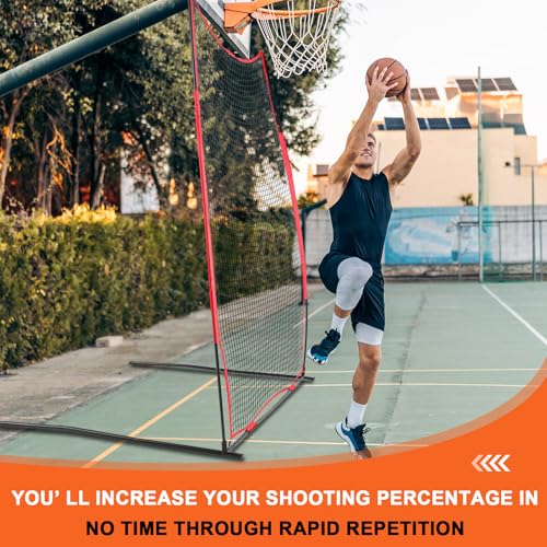 Gemscream Basketball Rebounder Basketball Return System Defensive Net 6.4 x 10 ft Sports Defender Net Catcher Guard and Backstop with 6 Refillable Sandbags for Shooting Return Outdoor Backyard