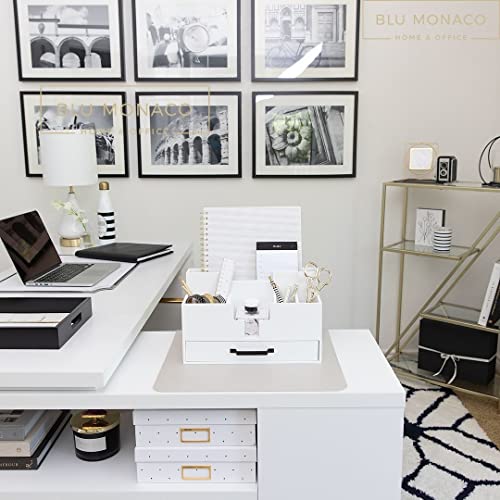 White Wood Office Desk Organizers And Accessories - Home Office Organization Office Desk Accessories For Women - Office Desk Organizer - Small Desk Organizer - Desk Top Organizer With Drawer #TOP3