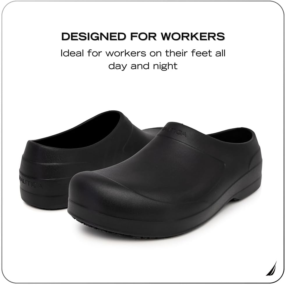 Nautica Women Men Work Clogs Slides Slip Resistant Quick Drying Kitchen Shoes Cushioned Sandals with Arch Support - Image 3