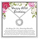 AM ANNIS MUNN 60th Birthday Gifts for Women, 925 Sterling Silver Six Circle Necklace for Women 6...