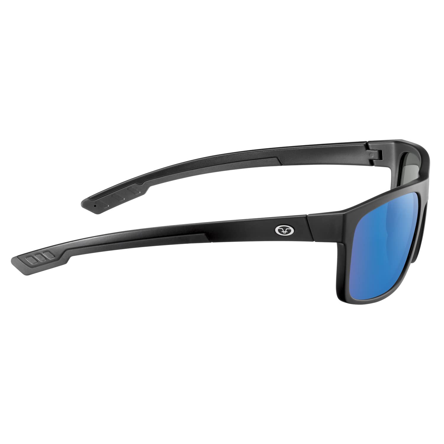 Flying Fisherman Occhiali da sole unisex offline polarizzati con lenti AcuTint, protezione UV, perfetti per pesca e sport all'aria aperta, montatura nero opaco/lente a specchio blu fumo, medio-grande