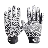 American Football Receiver Handschuhe für Youth Jungen Mädchen, Torwarthandschuhe rutschfest Impact Palm Protection Outdoor Sport, Wasserdicht Gloves Fit Kinder (Kohlenstoff, L)