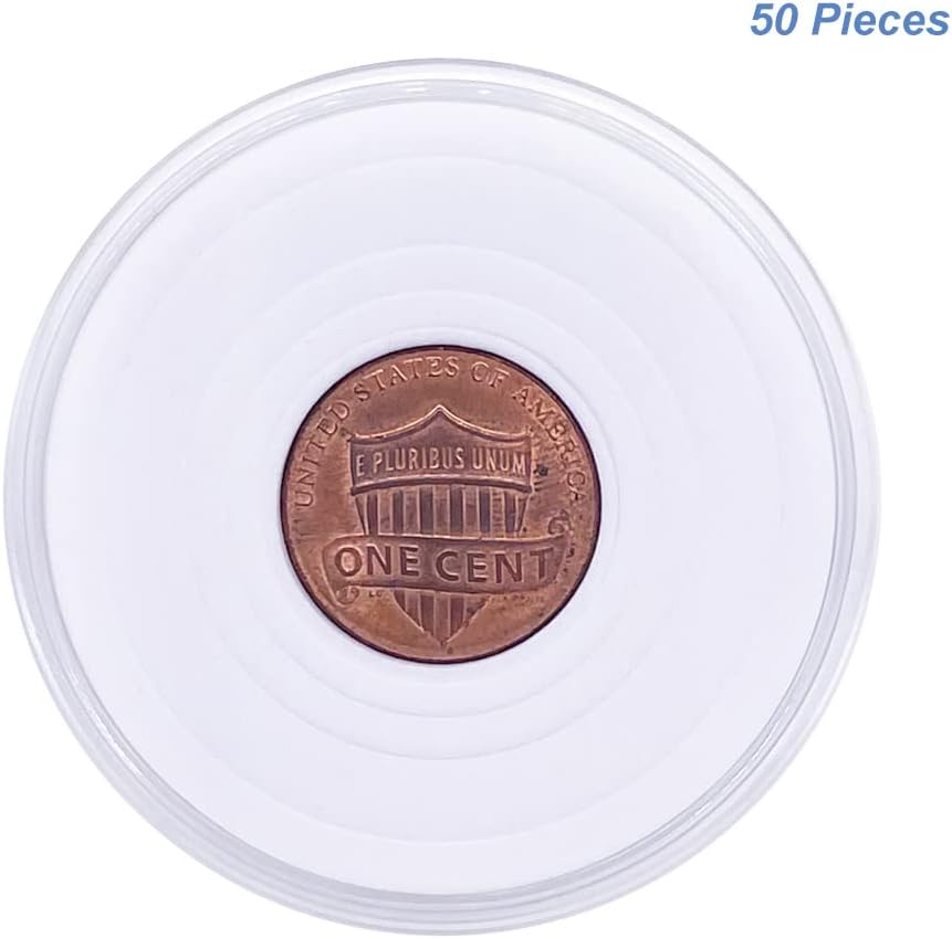50pcs Clear Plastic Coin Capsules, Coin Collection Case of 5 Size with Adjustable Gasket for Coin Collection American Silver Eagle Liberty Coin &JFK Half Dollar & Bitcoin (19/21/25/30/40mm)-50pcs