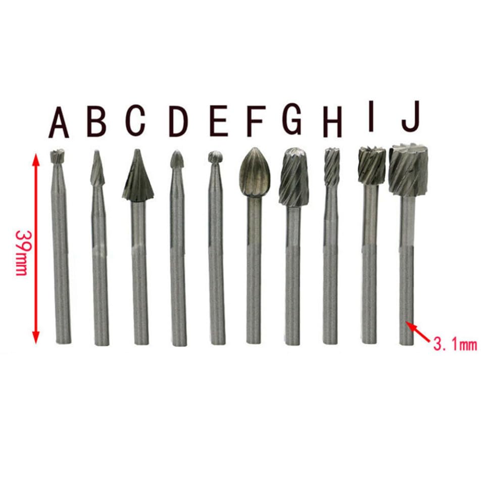 Set de 10 Puntas Rotarias para Tallado en Madera miniatura 7