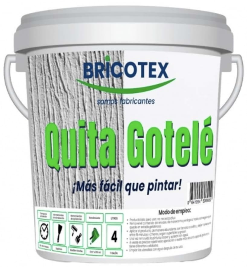 Quita Gotelé Bricotex, Eliminador De Pinturas de Paredes, Techos y otras superficies de Fácil aplicación (750 ml)