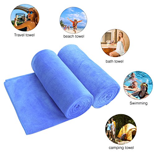 Jml Bath Towel, Microfiber 2 Pack Towel Sets (30" X 60") - Extra Absorbent, Quick Drying, Multipurpose Use As Bath Fitness Towel, Sports Towels, Yoga Towel, Blue #TOP4