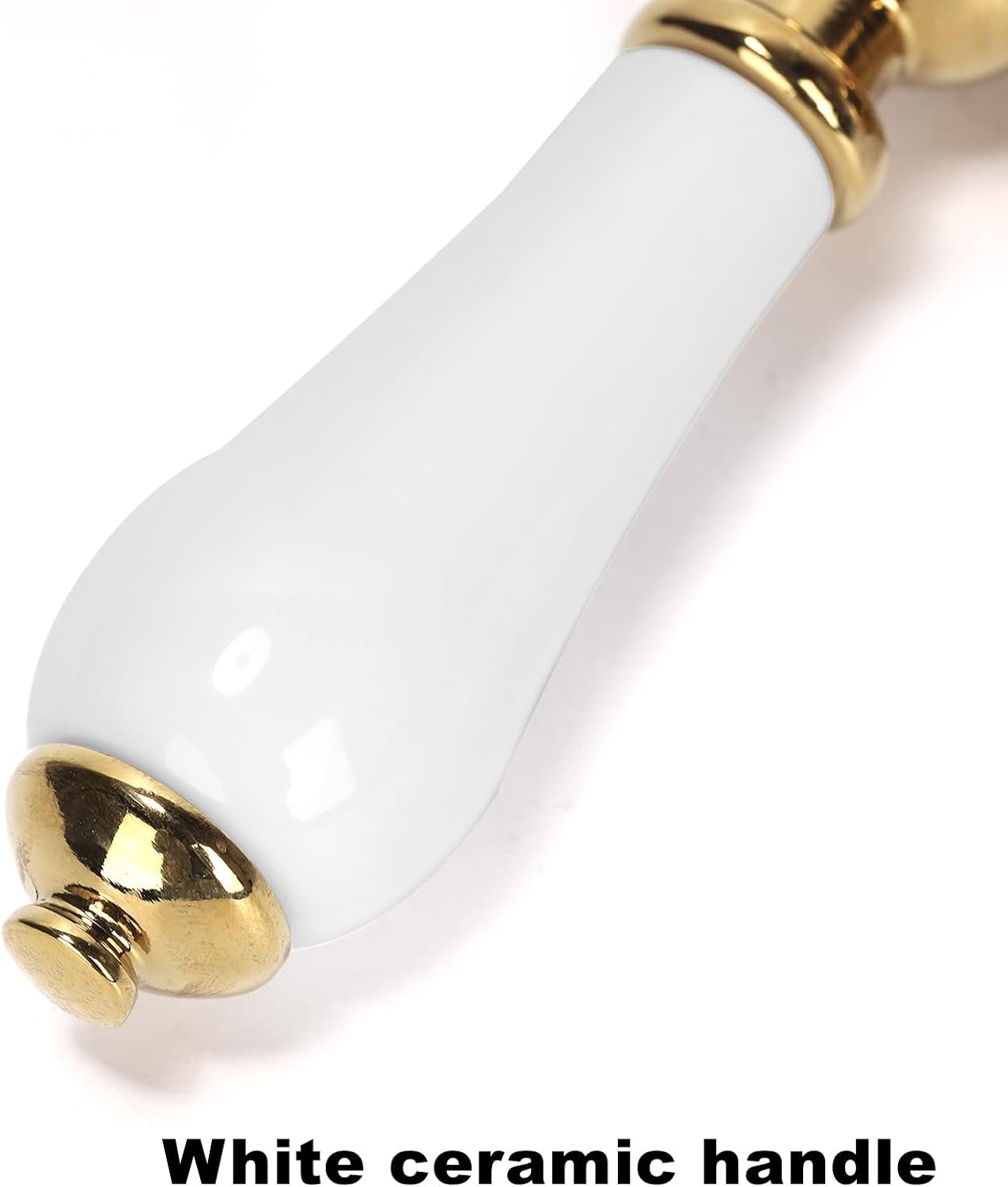 Toilet Handle Flush Rod Replacement Kit Ceramic Pull Handle 18mm/0.7inch Hole for Most Toilet Tank Lids (Gold)