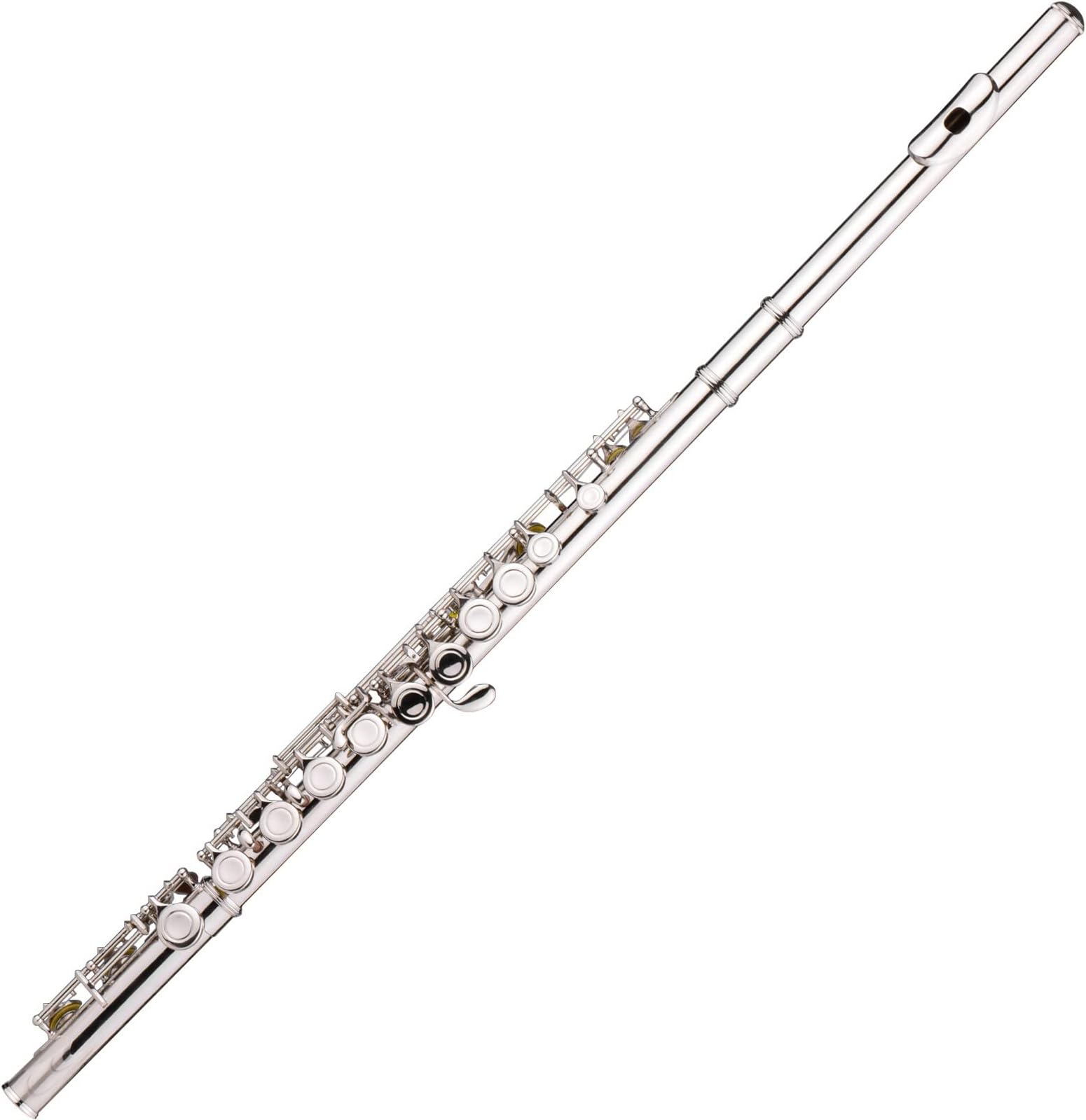 OUNA Flute,Western Concert Flute Nickel Plated 16 Holes C Key Cupronickel Woodwind Instrument with Cleaning Cloth Stick Gloves Mini Screwdriver Padded Bag
