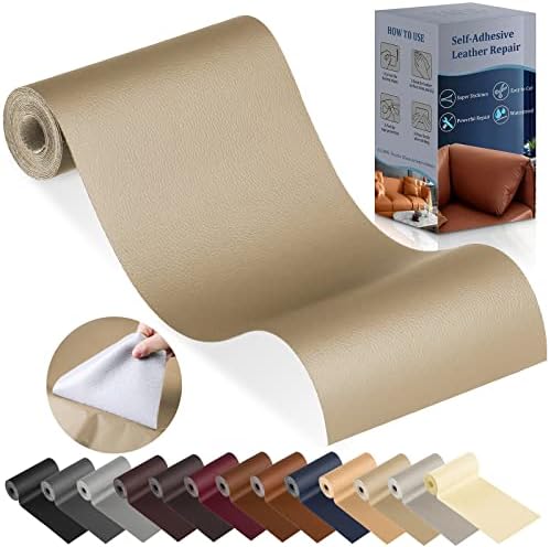 YAFLC Leather Repair Patch for Furniture, 4" x 63" Leather Repair Tape self Adhesive, Leather Repair Patch for couches car seat Sofa Jackets Handbags Medium Beige
