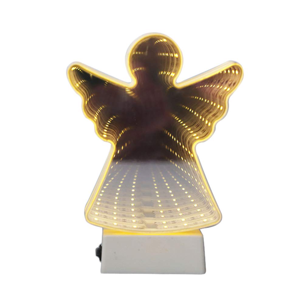 OSALADI Angle LED Tunnel Night Light Infinity Lamp Angle Statue 3D Mirror Decorative Lamp Living Room Home Desktop Decoration