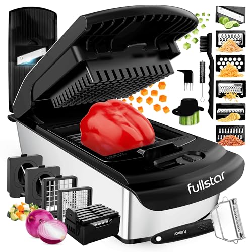 Fullstar The Original Pro Chopper - Vegetable Chopper and Spiralizer, Food Chopper with Container, Fruit Slicer, Kitchen Gadgets & Accessories, Home Essentials (14 in 1, Silver)
