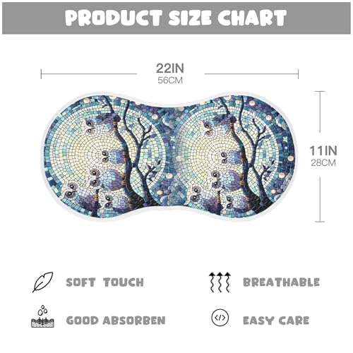 Kigai Moonlight Owls Mosaic Baby Muslin Burp Cloths 4 Pack, Soft 4 Absorbent Layers Cotton Burp Rags for Newborn Girls Boys2