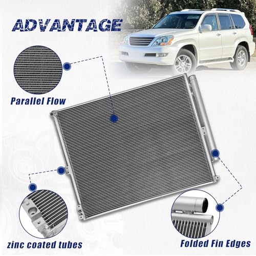 Image of Air Conditioning A /C Condenser Compatible with Toyota 4Runner Lexus GX470 2003-2009 4.0L 4.7L # 3282, 8846035150, 8846135150