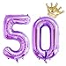 40 Inch Purple Number 50 Balloons With Crown, 50th Birthday Balloons for Men and Women, 50th Birthday Decorations, Wedding Anniversar Celebration Decoration Balloons. (Purple)