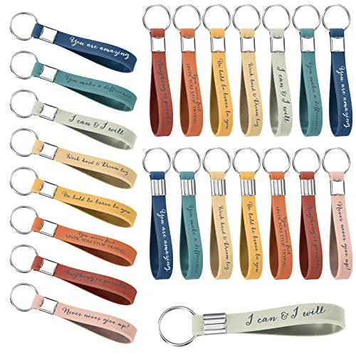 Image of Fumete 24 Pcs Inspirational Keychain Gift Employee Appreciation Gift for Women Motivational Key Rings Thank You Keychain(Bright Color)