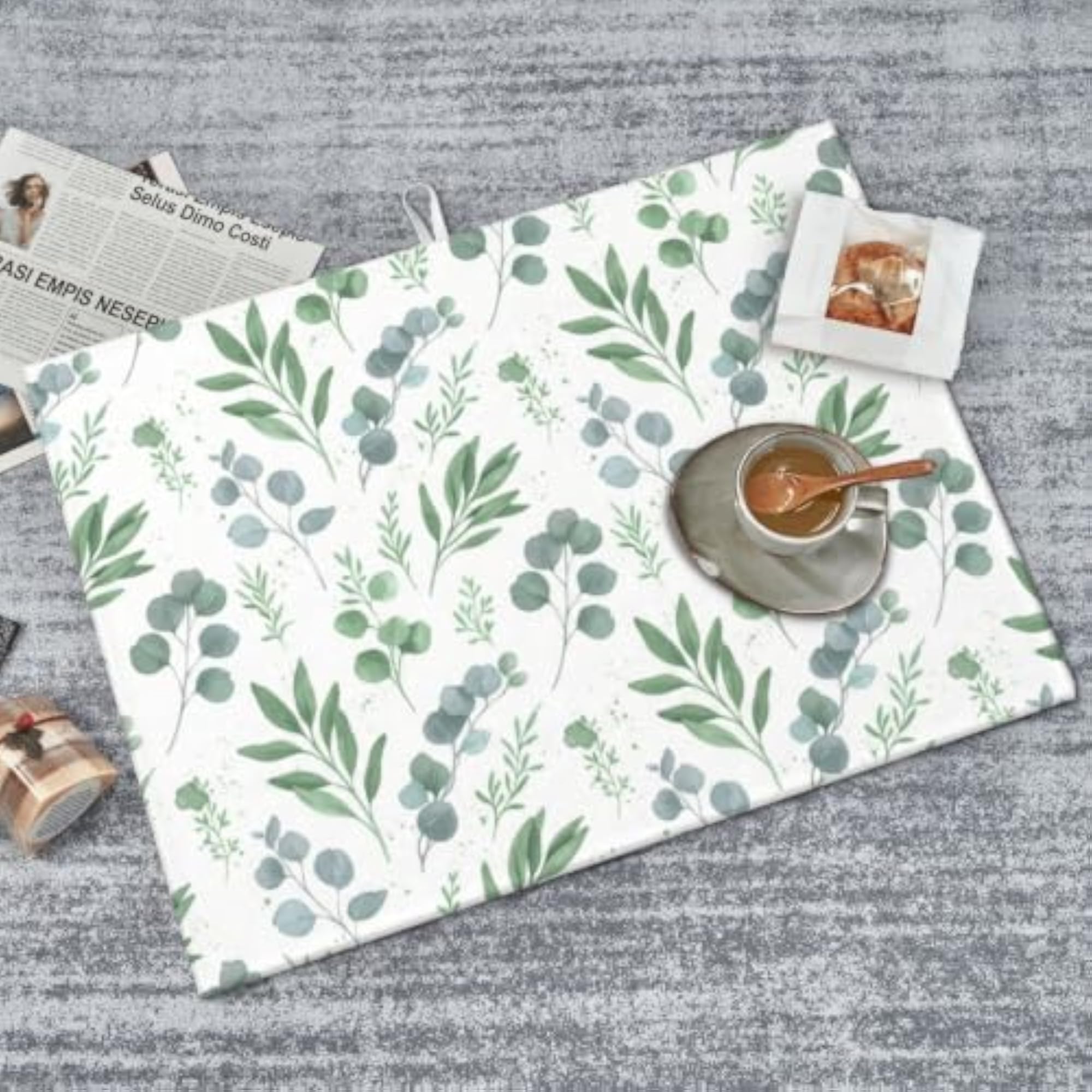 Sage Green Dish Drying Mat, Microfiber Absorbent