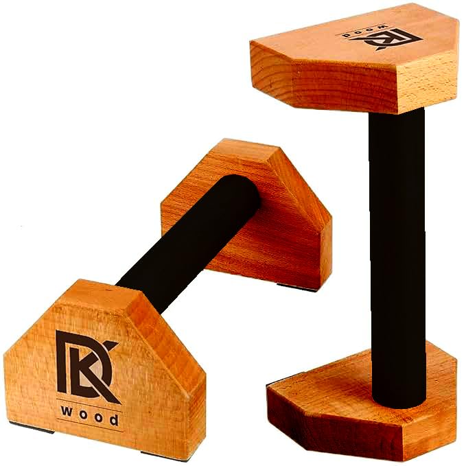 DK WOOD Push Up Bar Calisthenics Equipment, Solid Wood Parallettes Bars for Floor Use, Perfect Pushup Bar and Handstand Push Up Handles for Men and wood polish fineshed-image-30