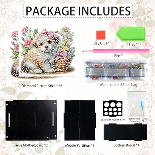 Image of DIY 5D Diamond Painting Pen Holder Organizer, Cute Puppy Dog Acrylic Pencil Cup with Special-Shaped Rhinestones, Decorative Office Supplies Storage for Home, School, Gift