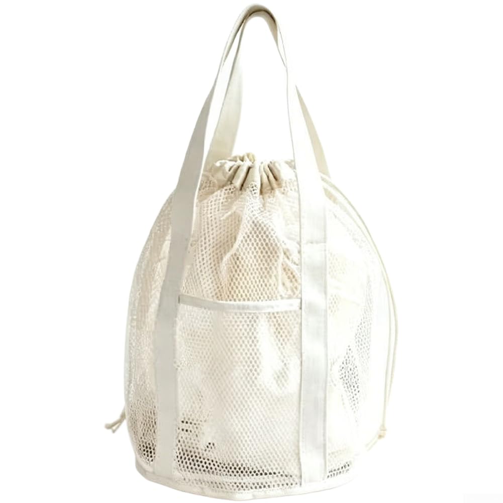 Neceser plegable de viaje, organizador grande de malla para playa, bolsa de almacenamiento impermeable para ducha y natación, 48 x 39 cm, blanco leche, A, Minimalista