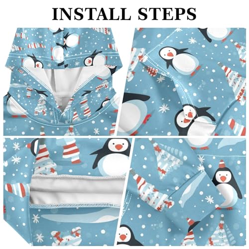 Kids Hoodies Sweaters Christmas Xmas Penguin Hooded Sweatshirts with Big Pockets for Boys Girls B04004293