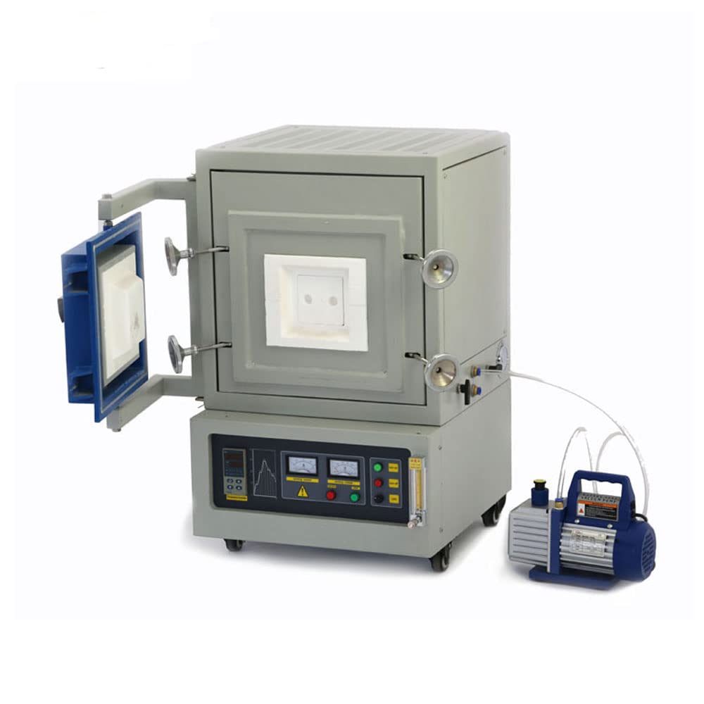 1200℃ Lab Muffle Furnace, Box Chamber Furnace, Vacuum Ceramic Atmosphere Furnace, Dental Annealing Furnace, 1L Capacity, Intelligent Temperature Control Muffle Furnace with Vacuum Pump