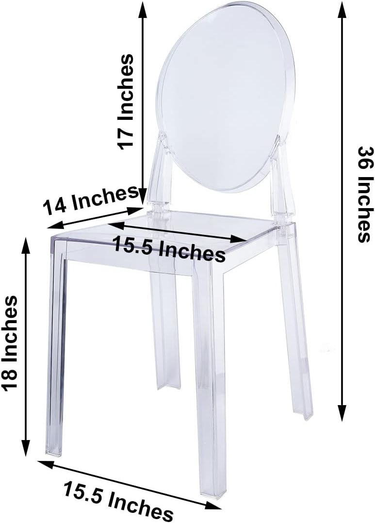 Balsa Circle 36-Inch Tall Clear Plastic Transparent Chair Wedding Party Furniture Reception Dinner Catering Ceremony Home Decorations