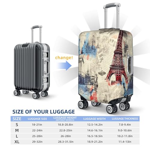 Travel Luggage Cover Elastic Suitcase Protector Washable Baggage Covers Fit For 29-32 Inch Luggage Retro Eiffel Tower London New York City Suitcase Cover XL4