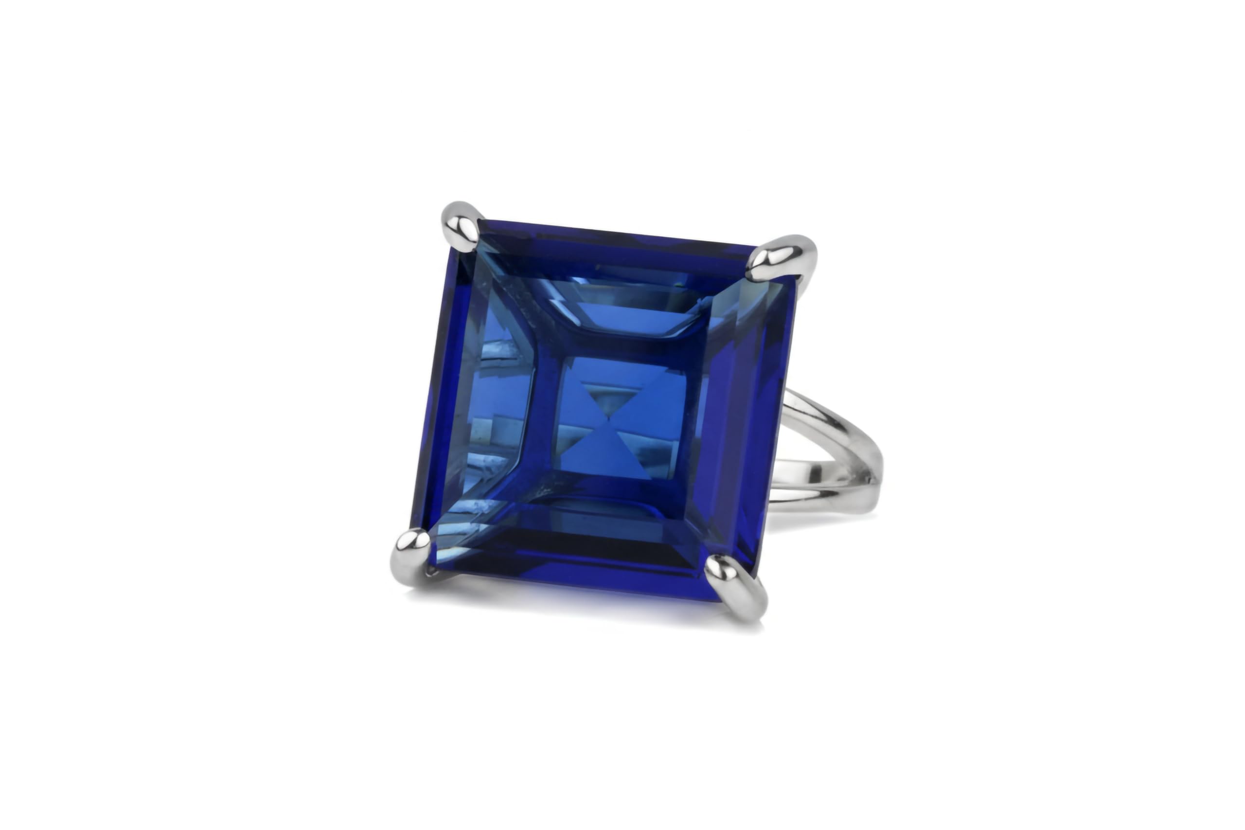Précieux Saphir Bague en Argent Sterling - Bagues en Pierres Naturelles - Bagues de Mariage, Fiançailles, Cadeaux, Pierres de Naissance pour Femmes - Bijoux de Mode - Choisissez la Taille de la Bague