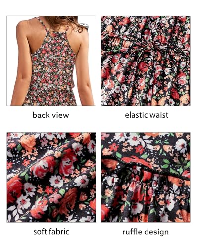 Image of Newshows Women's Summer Casual Dress Cute A Line Ruffle Hem Flattering Fit Beach Vacation Sundress
