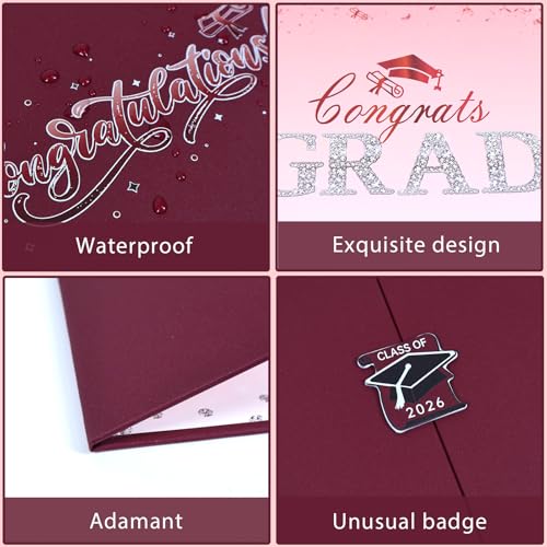 Image of Crenics Maroon Graduation Decorations Class of 2026, Creative Graduation Guest Sign in Book Alternative, Congrats Grad Signature Book 18 inch x 12 inch, Awesome Graduation Gift or Keepsake